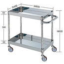 SUS430 ステンレスワゴン2段（600×400×600）75φナイロンウレタン／品番　M350CS4SUS-6062NUS