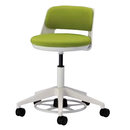フットペダル式高さ調節作業椅子　布地タイプ/背もたれ付き（サファイアブルー）／品番　M536HFS-MNW36N-AP