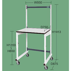 キャスター軽量組立高さ伸縮作業台(H907mm 均等荷重130kg) 品番　M350TC-0975TBWDS