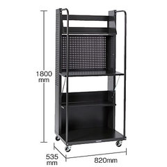 移動式テーブル付きシェルフ（ブラック） 品番　M227TB-HS1800T-BK