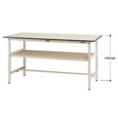 中間棚板付き軽量作業台150kg（600×450×H950）/品番　M651UPH-645FWWY